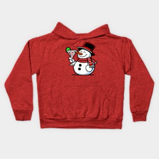 Snowman drinking a Cocktail Kids Hoodie